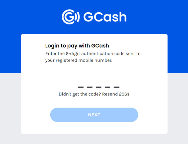 Login to pay with GCash