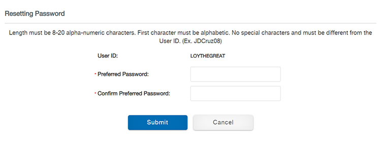 Enter your new SSS password
