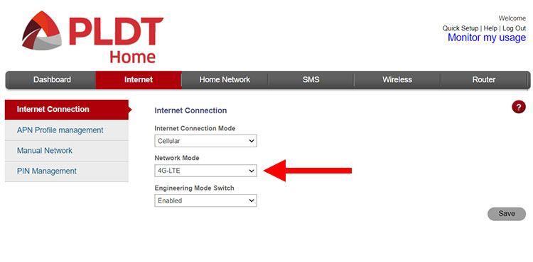 Set network mode