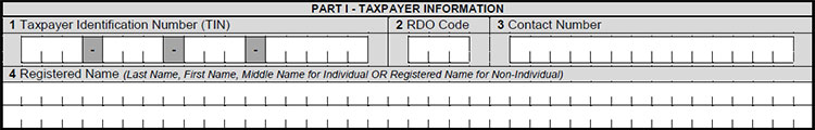 BIR Form 1905 taxpayer information