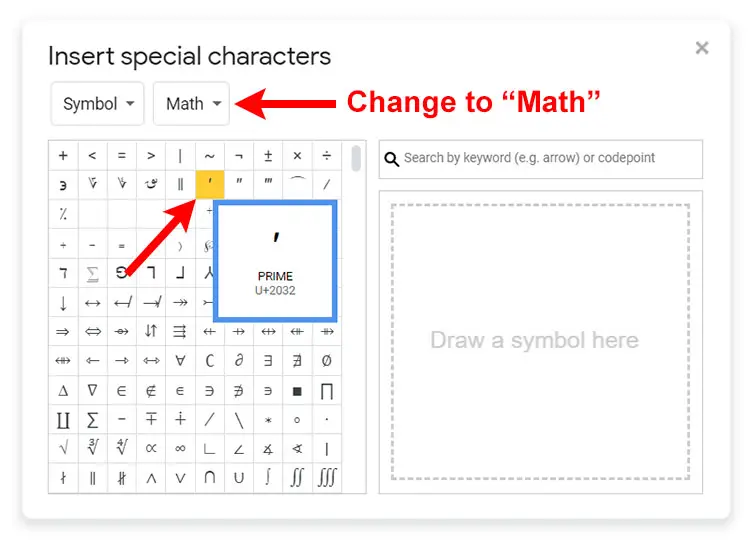 How to type the feet and inches symbols in Google Docs