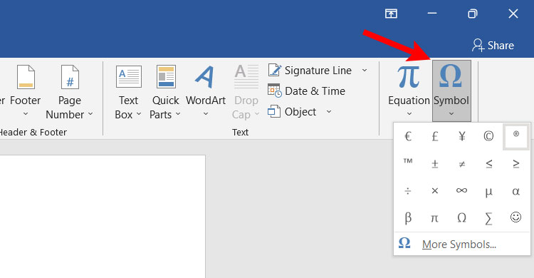 How to insert the keyboard sign in Microsoft Word