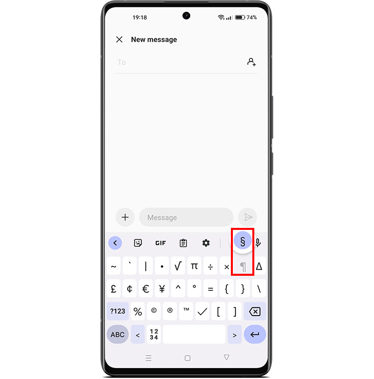 How to type the section symbol in Android smartphones
