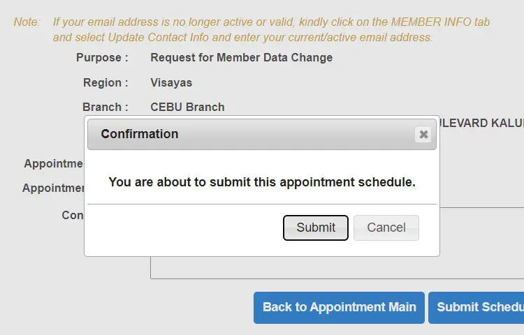 Appointment confirmation