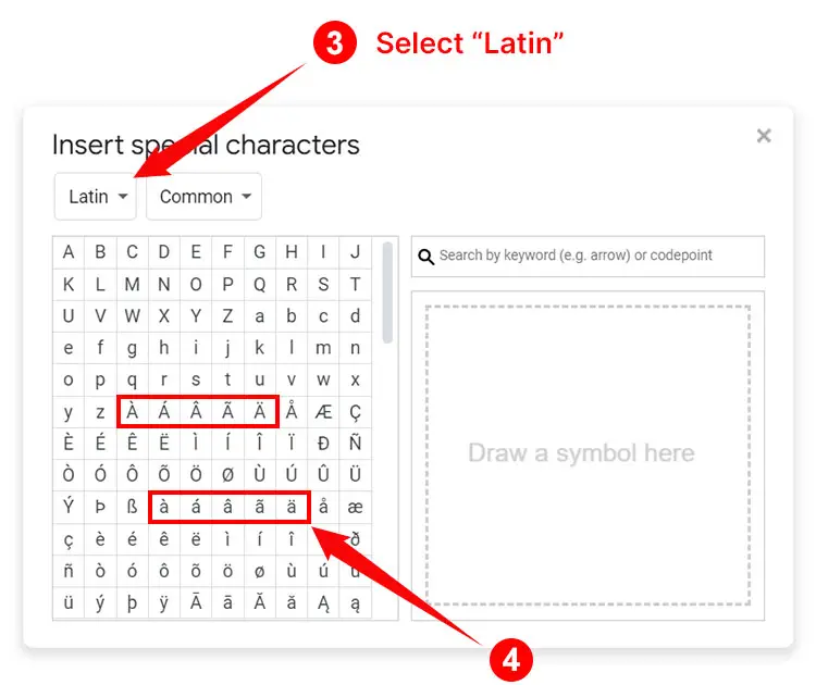 How to type a with accent mark in Google Docs