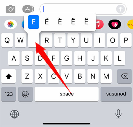 How to type e with accent on the iPhone or iPad