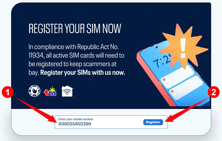 Globe and TM SIM registration
