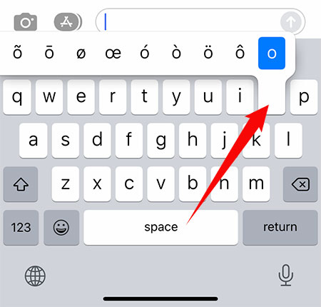 How to type O with accent on the iPhone or iPad