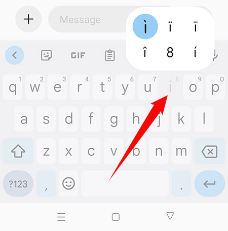 How to type I with accent on Android