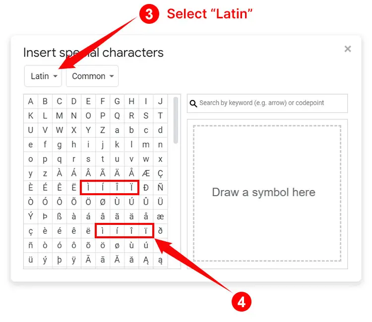 How to type I with accent mark in Google Docs