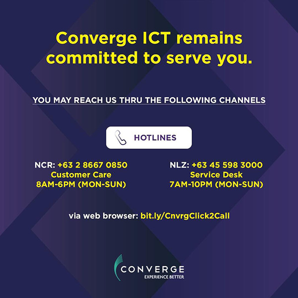 Converge hotline numbers