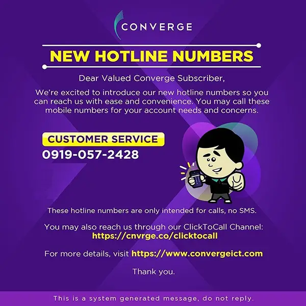 Converge customer service mobile number