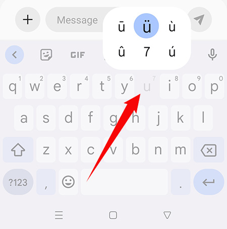 How to type U with accent on Android