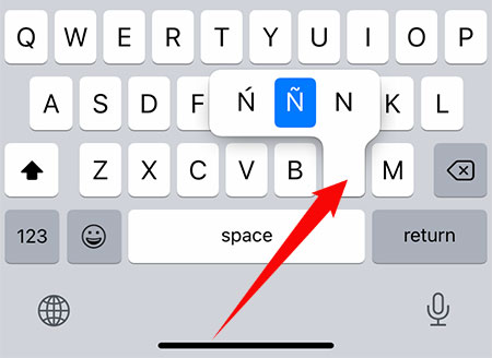 How to type enye on the iPhone