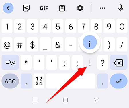 How to type the upside down exclamation point on Android