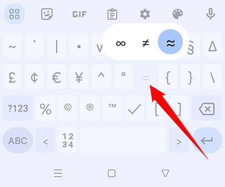 How to type the approximately symbol on your Android smartphone