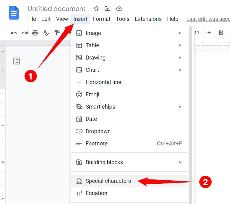 Select Special Characters in Google Docs