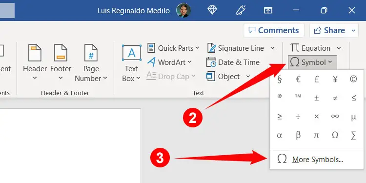 How to type the infinity sign in Microsoft Word