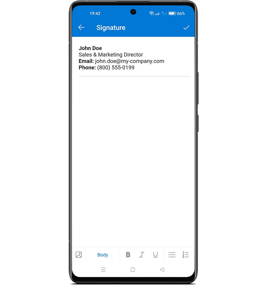 Add an email signature in the Outlook app