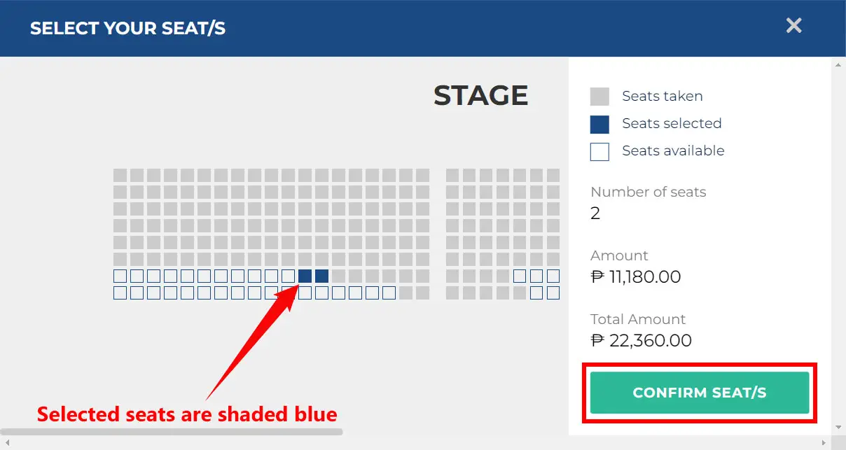 Confirm your seat selection