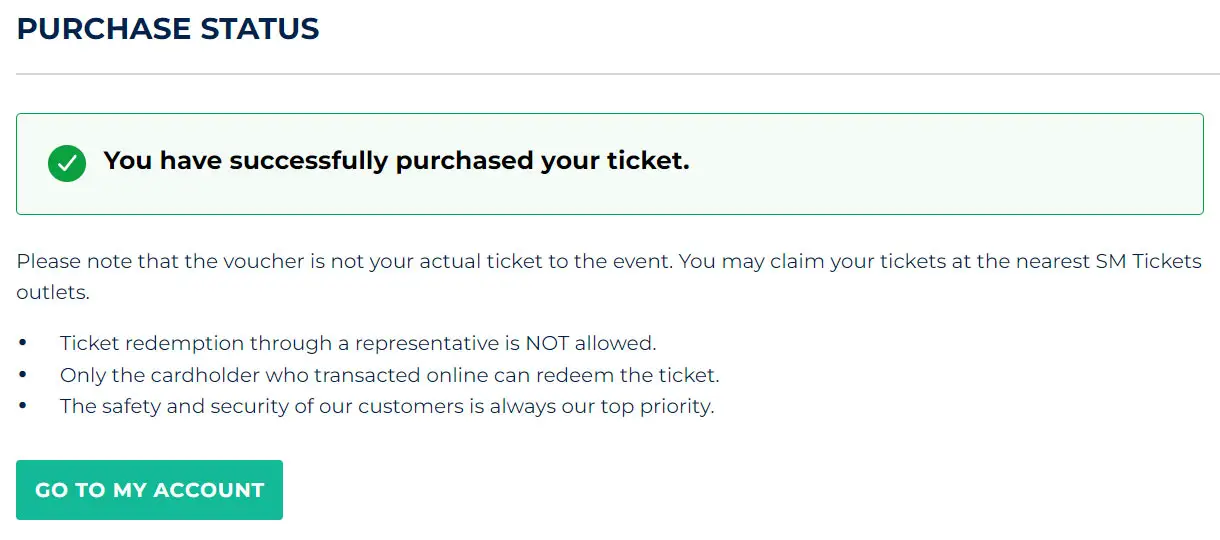 You have successfully purchased your ticket