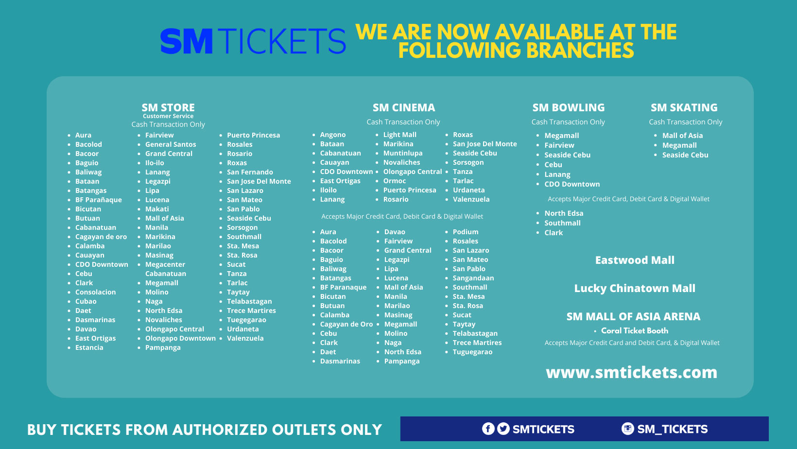 SM Tickets outlets and locations