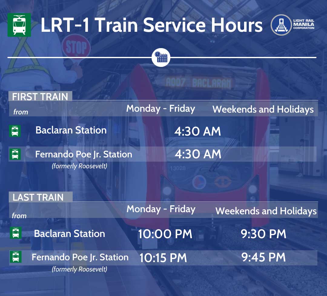 LRT-1 train schedule and operating hours