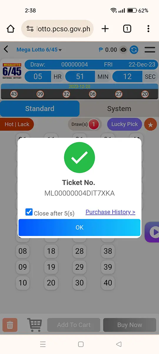 E-Lotto ticket