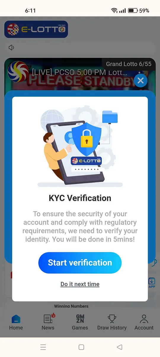 E-Lotto KYC verification