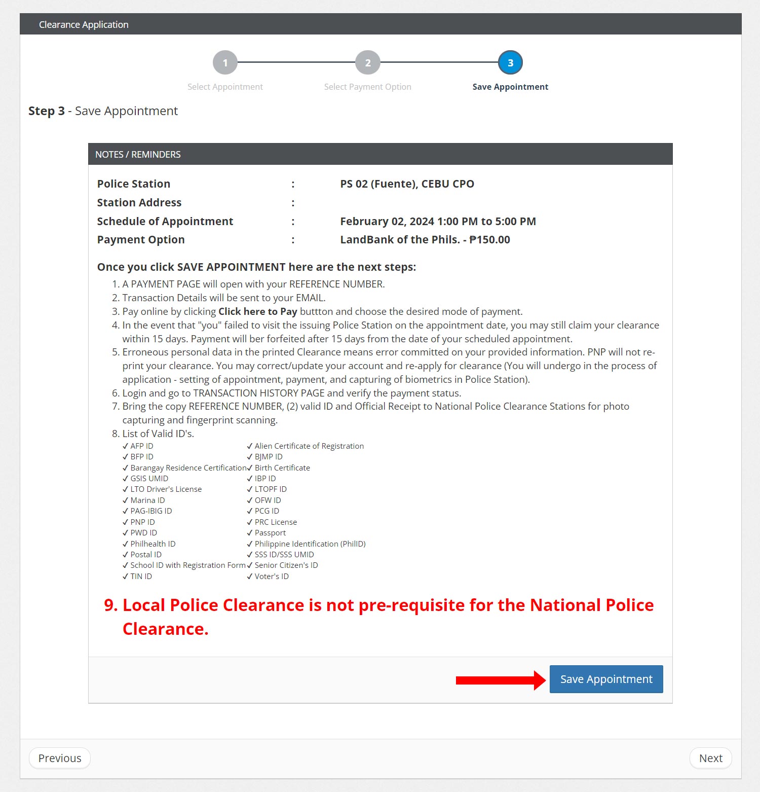 Save your national police clearance appointment