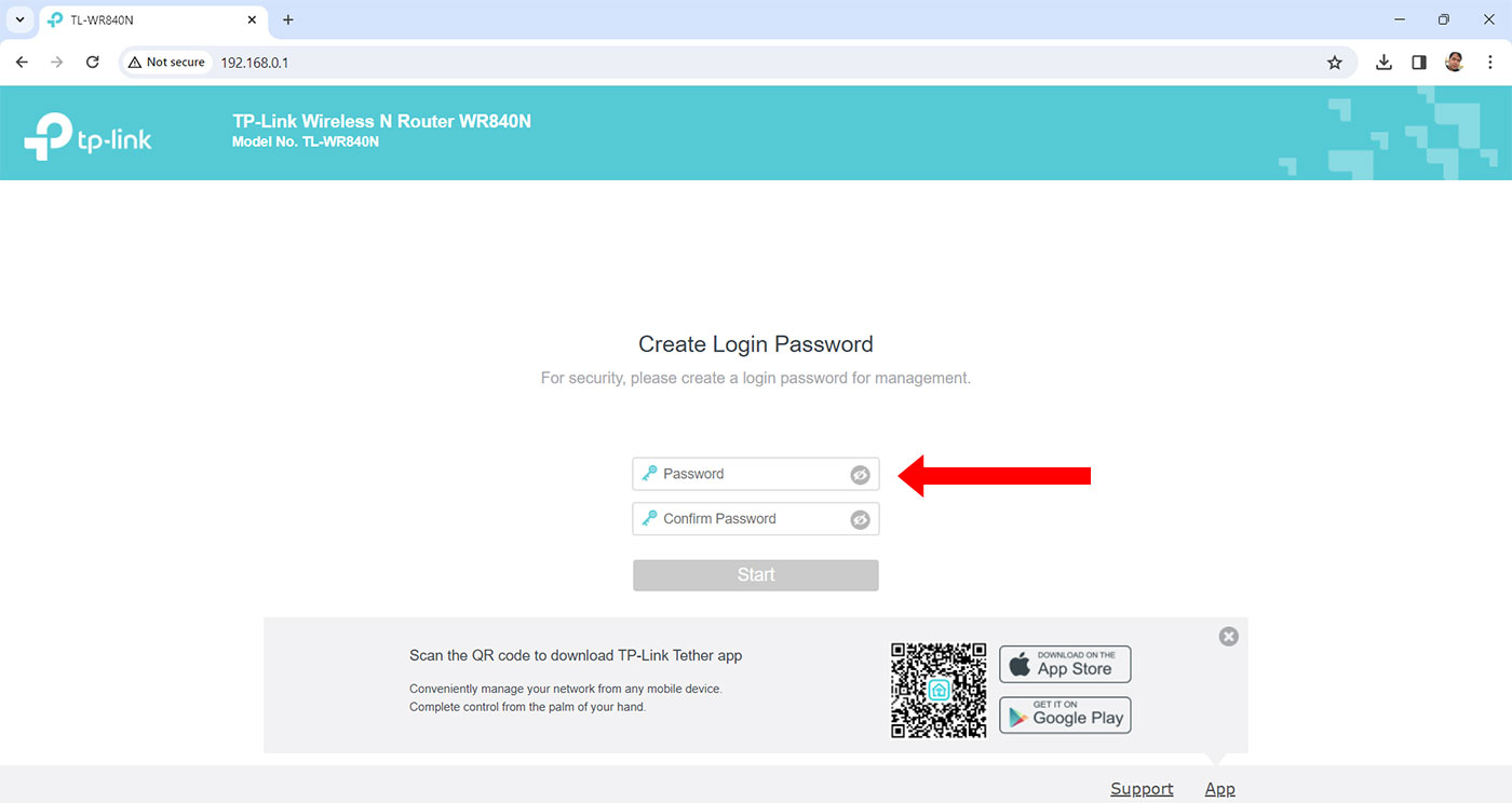 Create your TP-Link login password