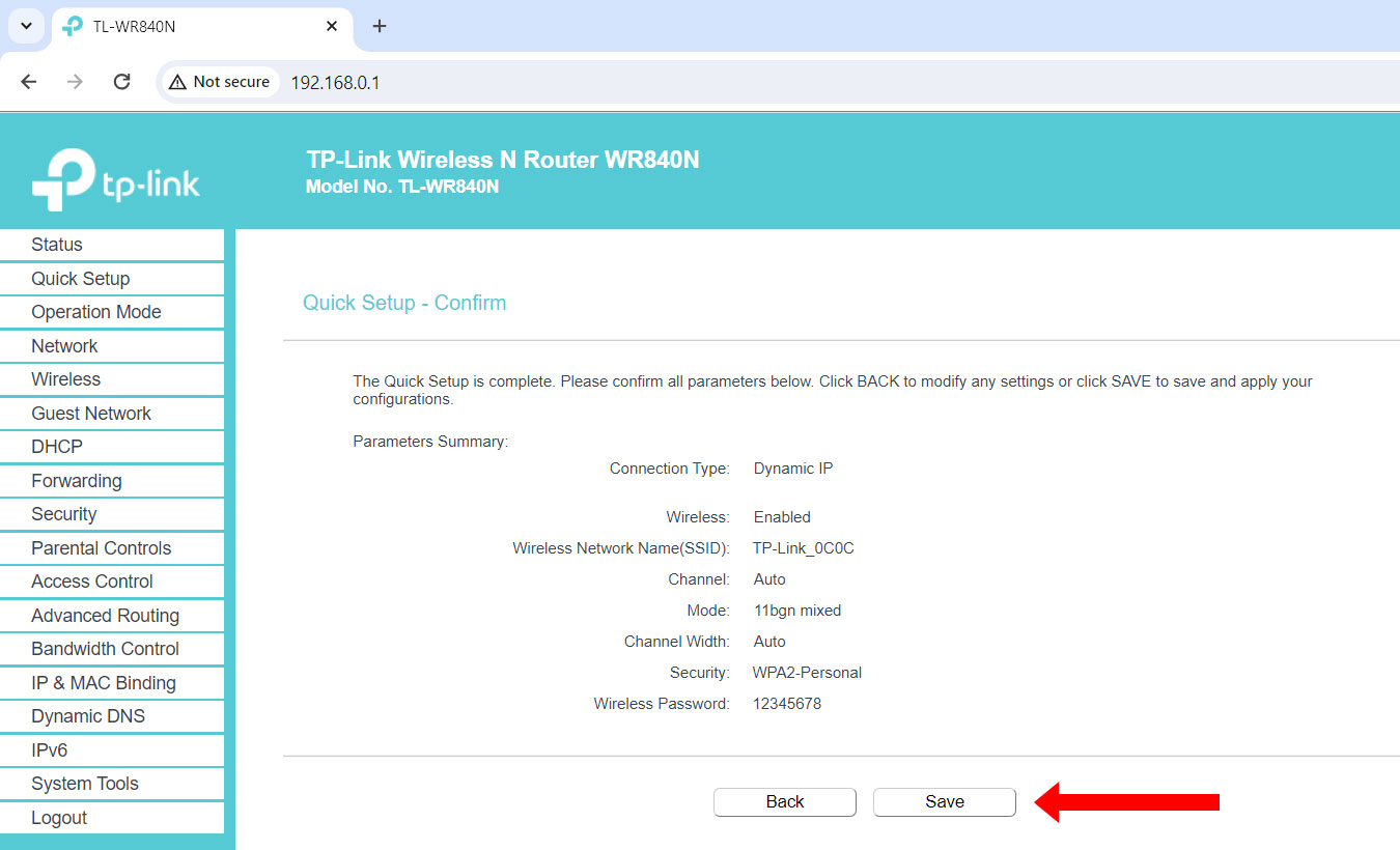 Save your TP-Link router settings