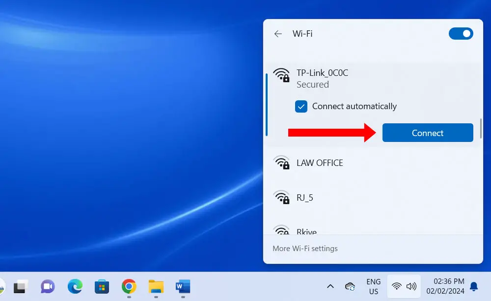 Connect to the TP-Link wireless network