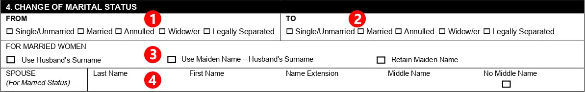 Change of marital status
