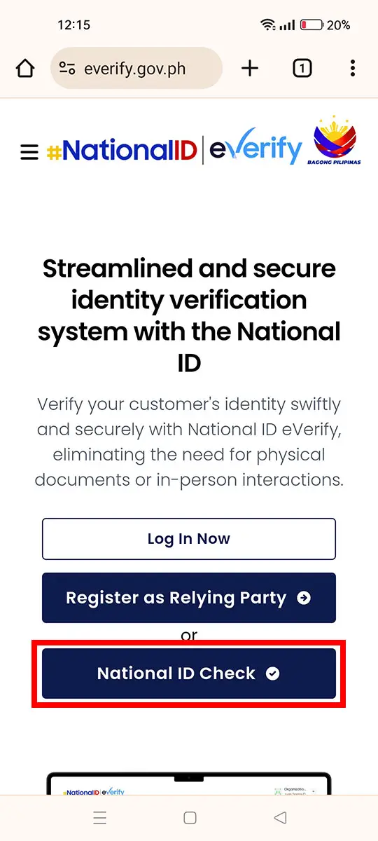 National ID eVerify website
