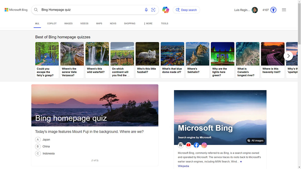 Bing Homepage Quiz 2024 Trivia Noemi Angeline