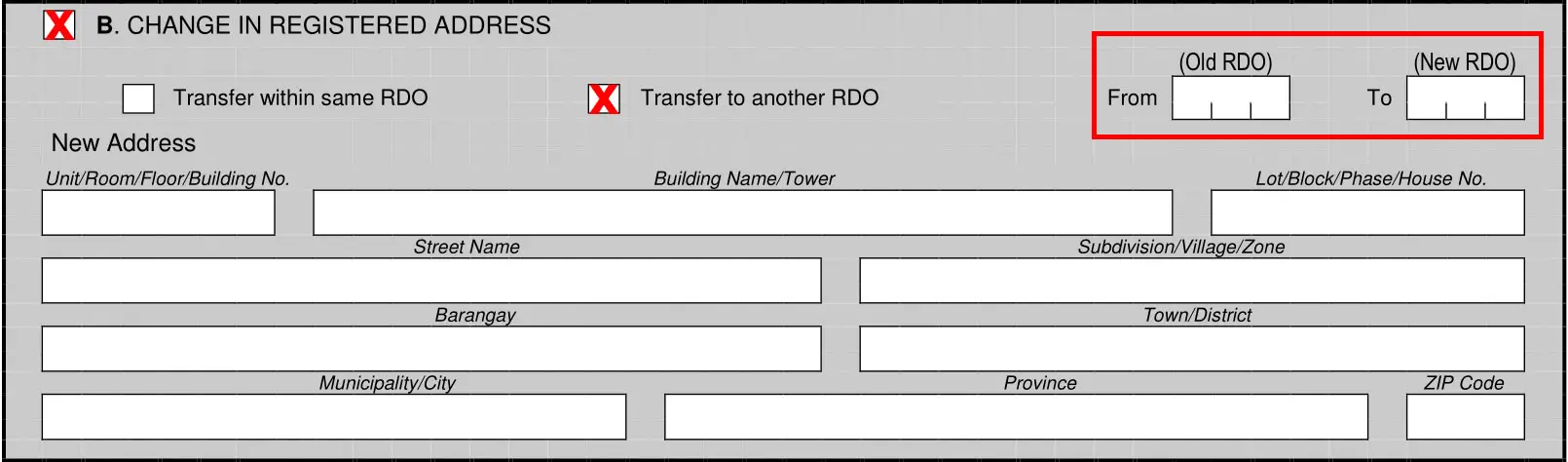 Change or transfer your RDO