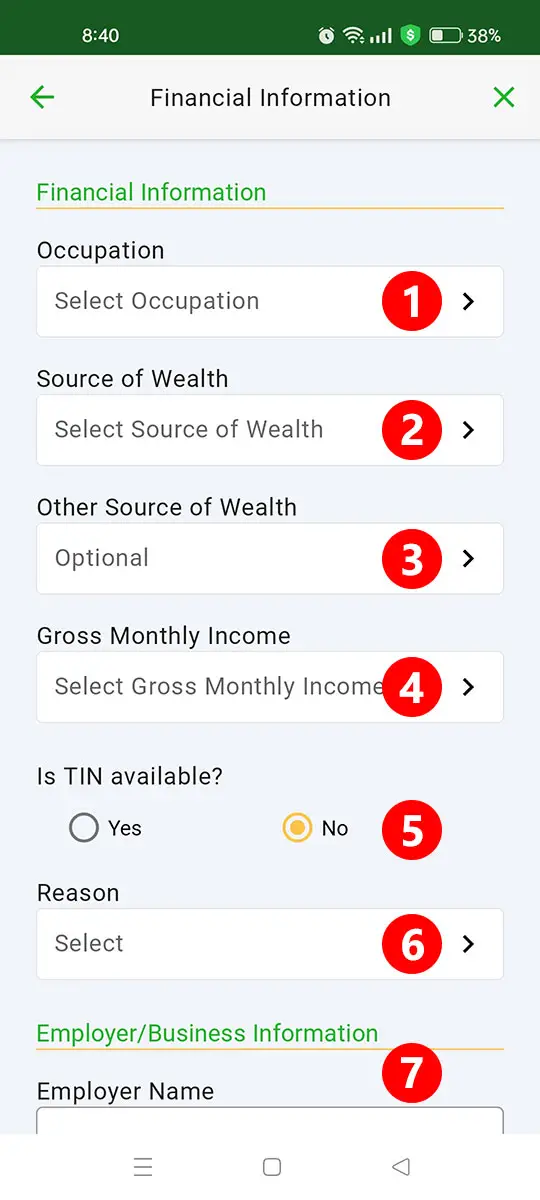 Enter your financial information