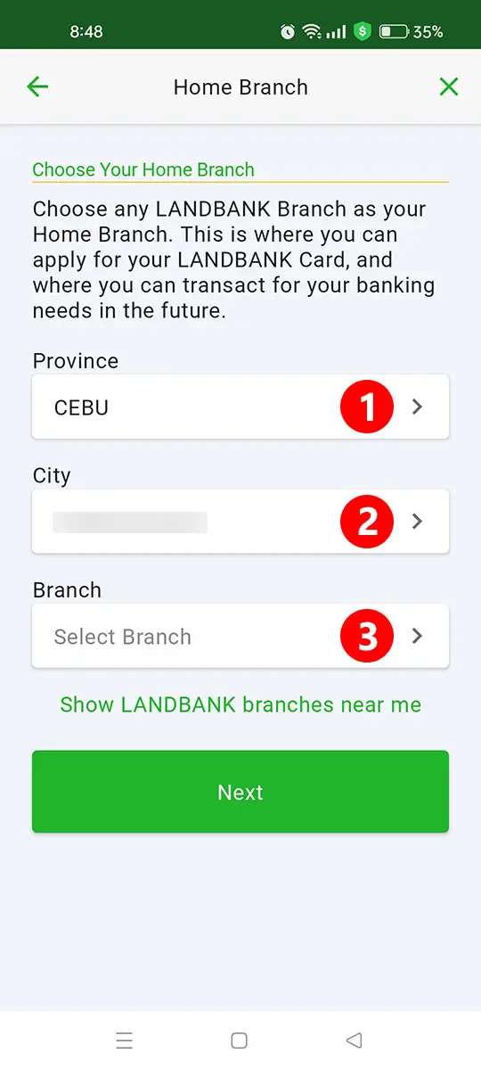 Select your Landbank home branch