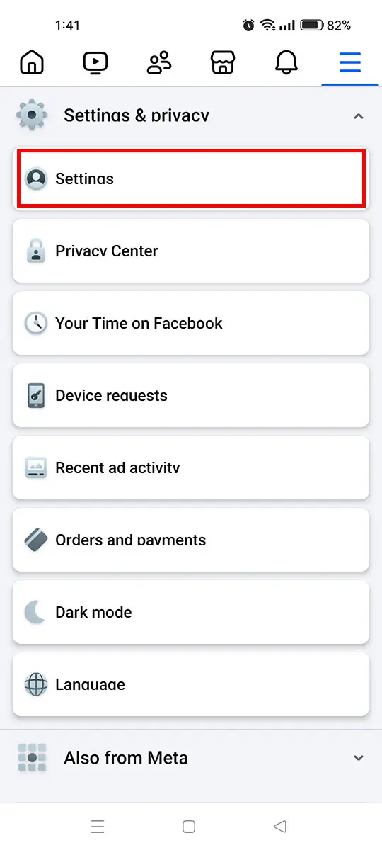 Facebook settings