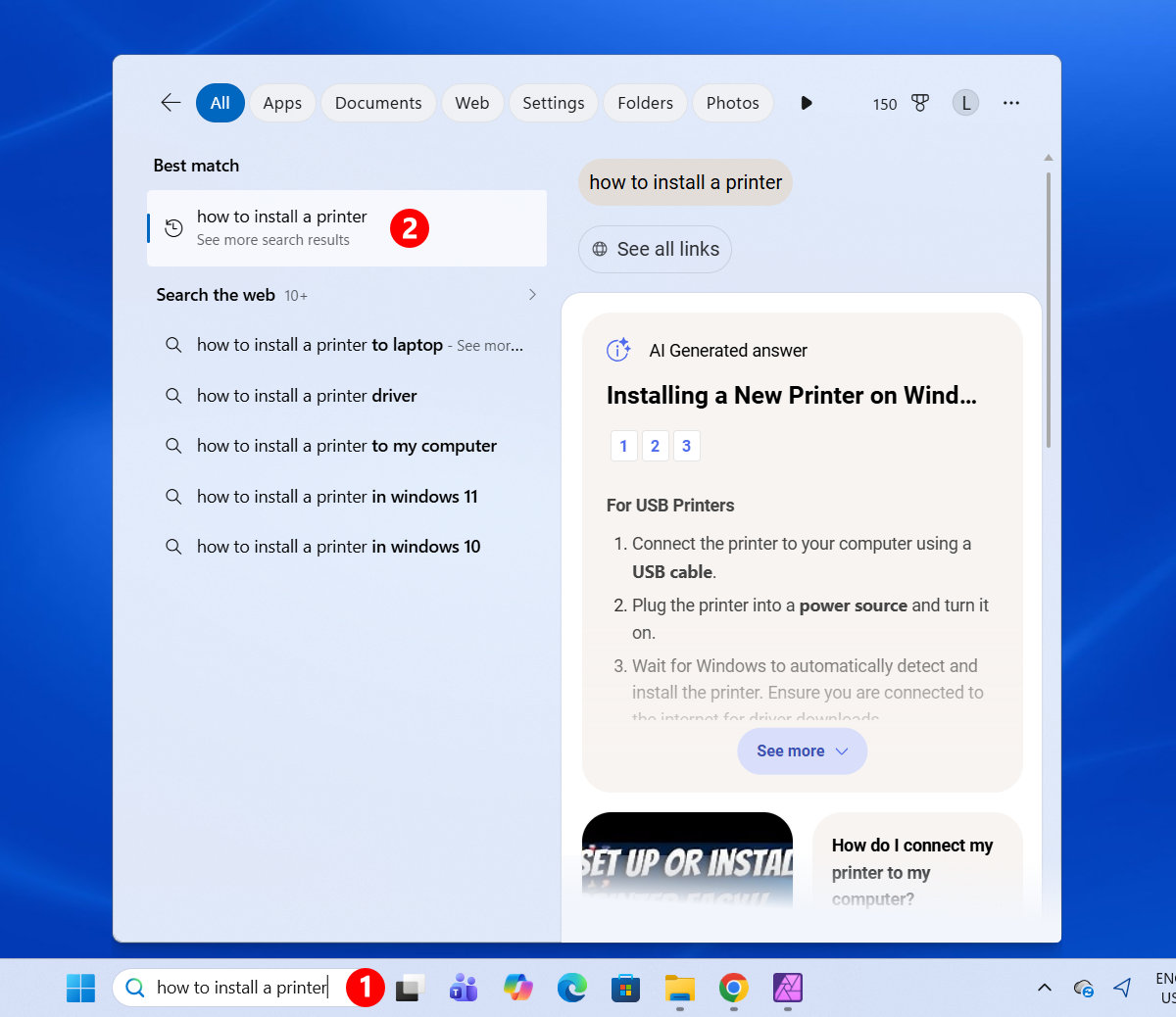 Windows search with Copilot