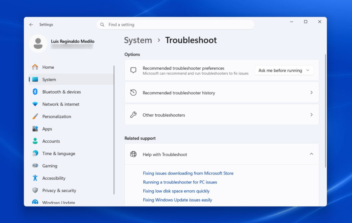 Windows troubleshooter