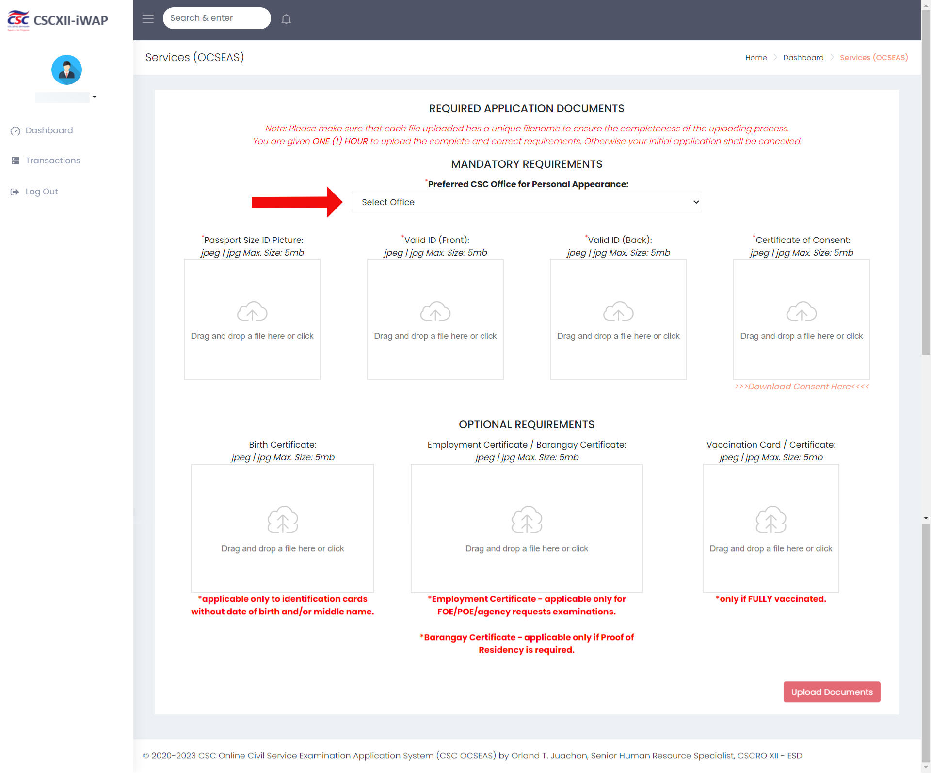 Required application documents
