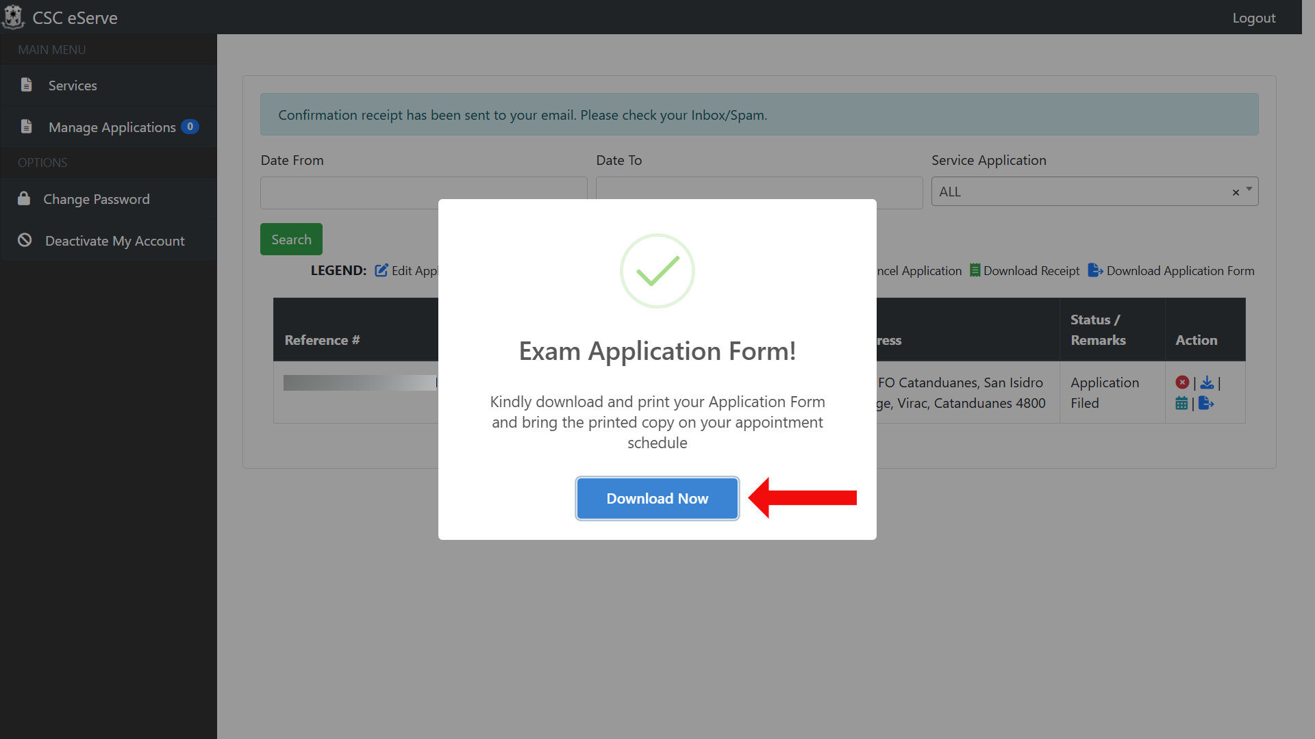 CSC eServe application form download