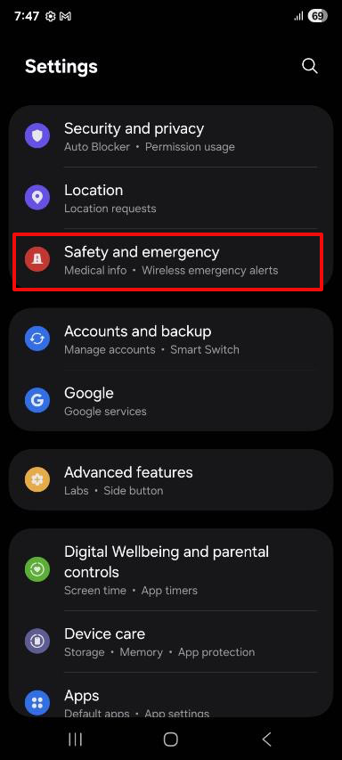 Safety and emergency