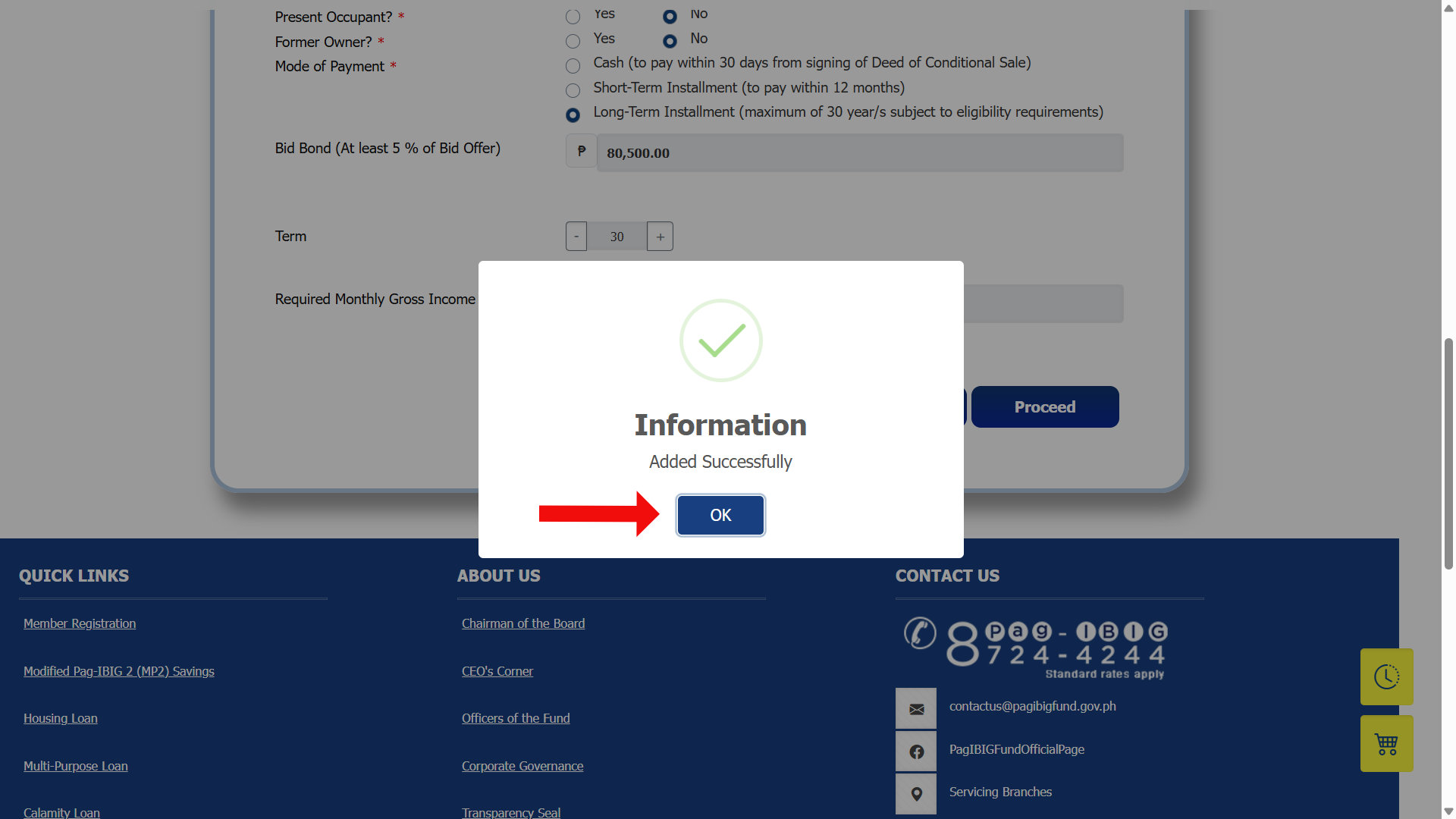 Information added successfully