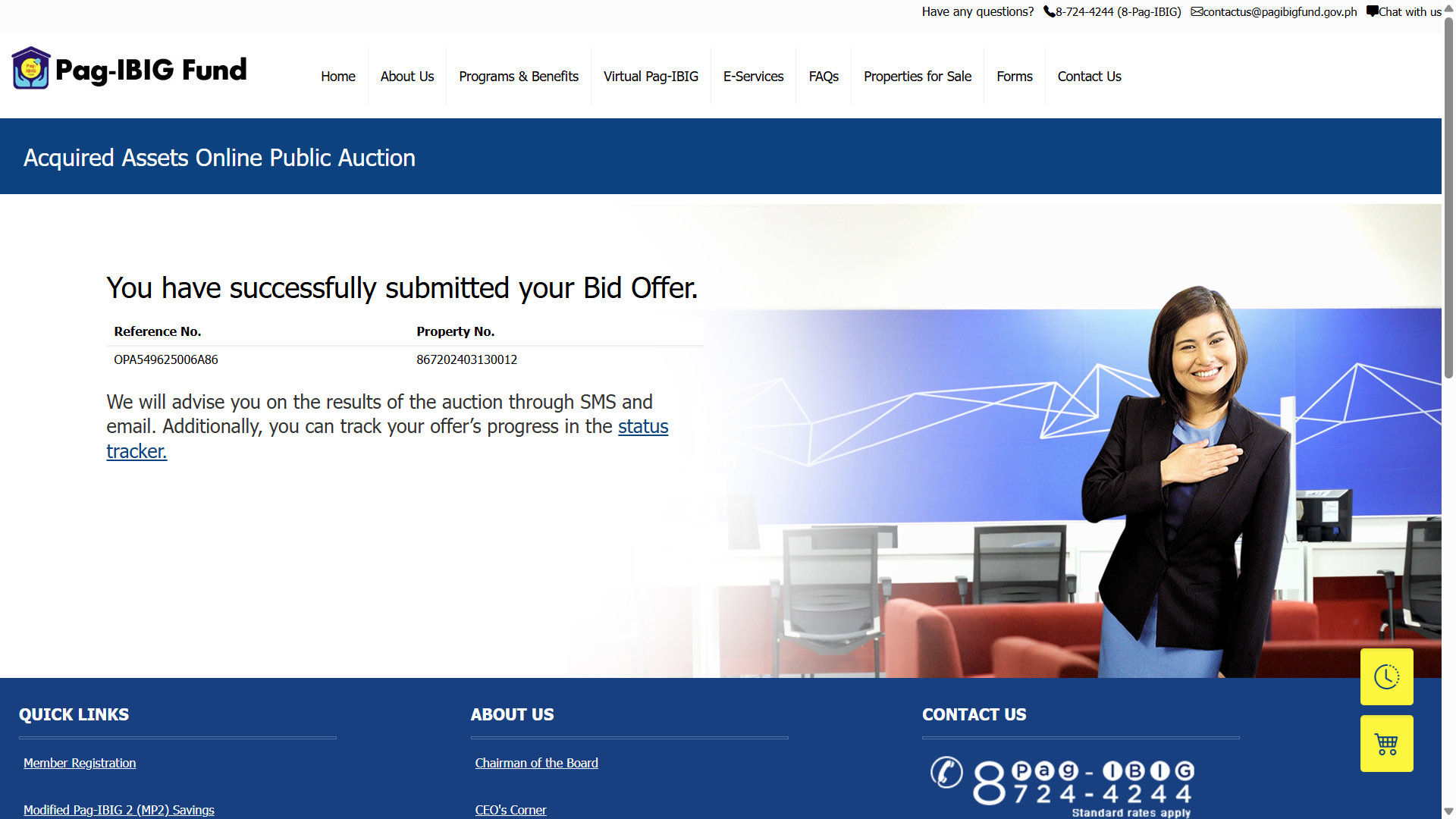 Bid offer submitted successfully