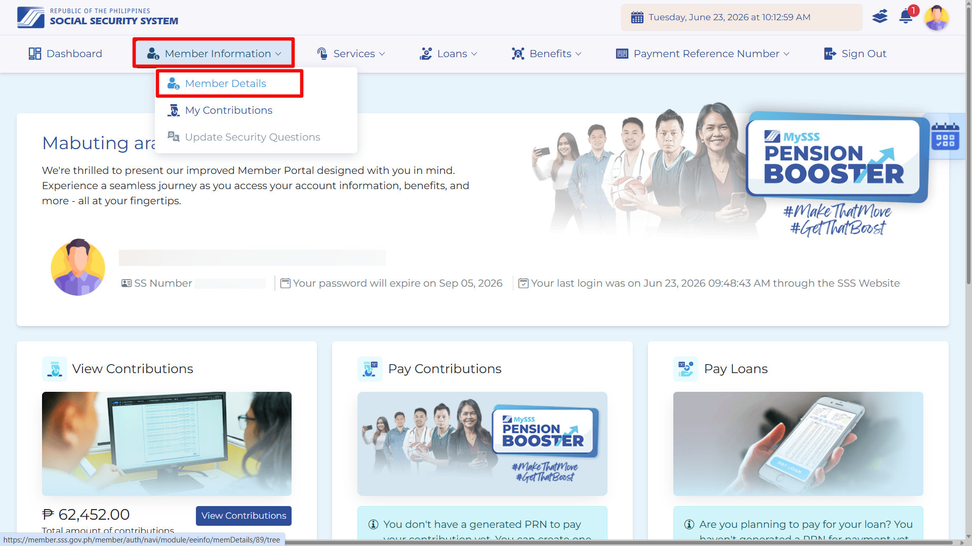 SSS member information and member details