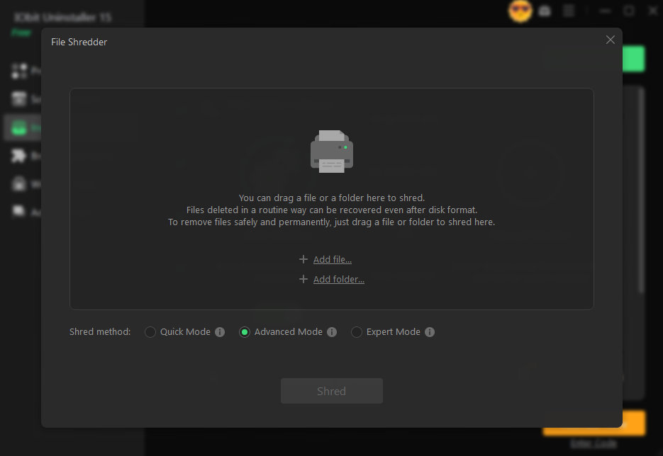 iObit Uninstaller File Shredder