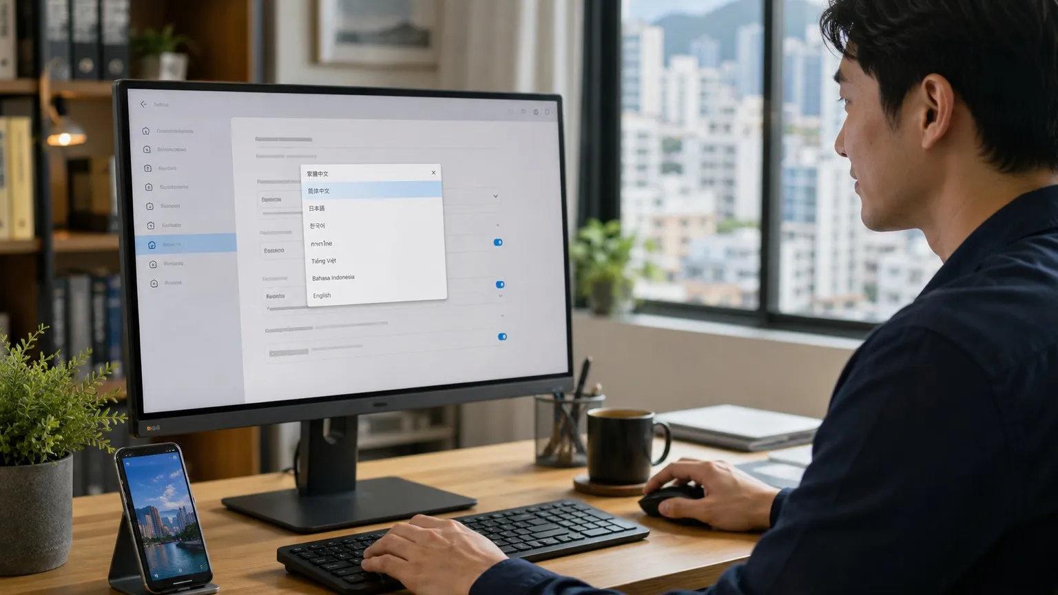 Desktop language settings for multilingual and Traditional Chinese users.